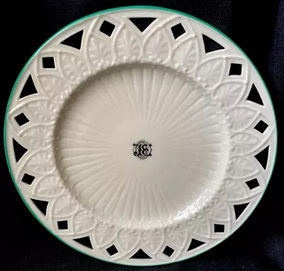 Buy Irish Belleek Greek Pattern Plate First  Black Mark Period Monogramme JEO • 69£