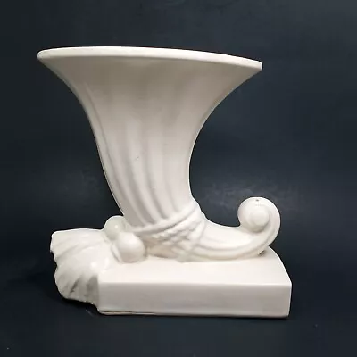 Buy McCoy Pottery Vase Planter Cornucopia  Horn Of Plenty Tassels 7 3/4  Vintage • 16.12£