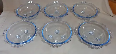 Buy 5 Art Deco Sowerby Glass Blue Destert Bowls Pattern 2644 • 20£