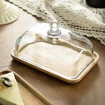 Buy Cake Stand With Cover Cutting Board Holder Wood Serving Tray For Kitchen • 18.37£