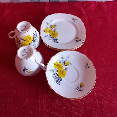 Buy Royal Vale Bone China, Bright Yellow Flowers, 2 Cups, 3 Saucers, 3 Side Plates  • 15£