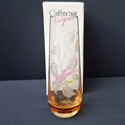 Buy Caithness Cut Glass Vase, Autumn Leaves, Amber Woodland Series Signed Boxed • 14.99£
