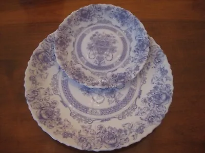 Buy Arcopal France Honorine Transferware Dinner Plate & Salad Plate Set Blue White • 19.21£