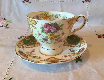 Buy *gorgeous Vintage Tuscan Provence Green Floral Sprays Tea Cup And Saucer* • 5.50£