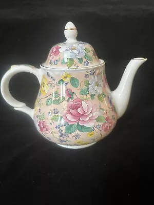 Buy Arthur Wood And Son Light Peach With Gold Trim Teapot With Lid #6579 • 22.15£