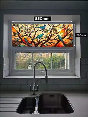 Buy Stained Glass Window Film - Abstract - Autumn Birds  - Easy Apply - No Glue • 11.49£
