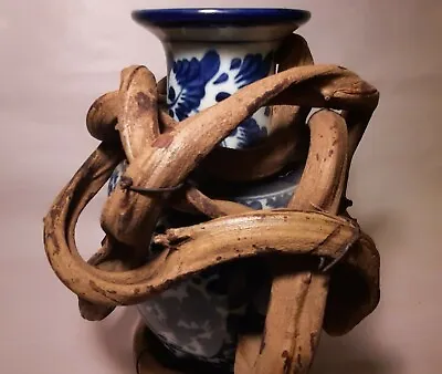 Buy FLOW BLUE Antique Porcelain Vase Vtg Ikebana Wood Vine Pottery English China Art • 5,126.79£