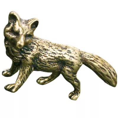 Buy  Mini Fox-shape Figurine Tiny Brass Animal Figurine Vintage Animal Sculpture For • 5.88£