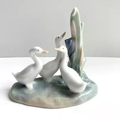 Buy Vintage Nao Lladro 3 White Geese Ducks Rushes 1977-1984 Very Good Condition • 14.99£
