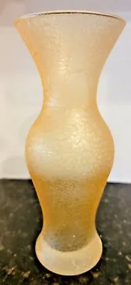 Buy Vintage Mid Century Modern Peach/Orange Crackle Glass Vase Vessel Unmarked • 18.43£