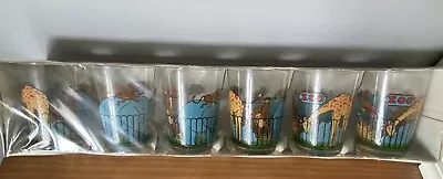 Buy Vintage Luminarc 1970s Drinking Glasses X 6 With Zoo Theme In Box- New Old Stock • 25£