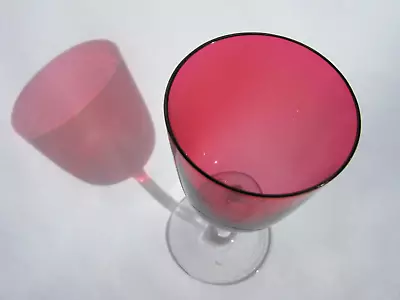 Buy Edwardian Art Nouveau Era Cranberry Wine Glass Without Colar Under Bowl L6 • 20£