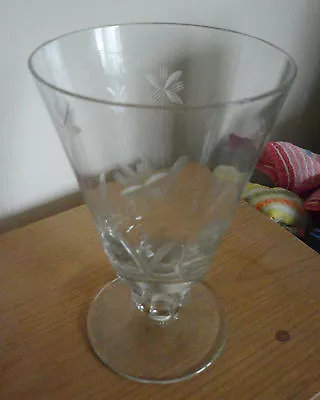 Buy Cut Glass Ale Glass Nice Knop Very Pretty Modern 13 Cm Tall 8 Cm Dia Top Good • 6£