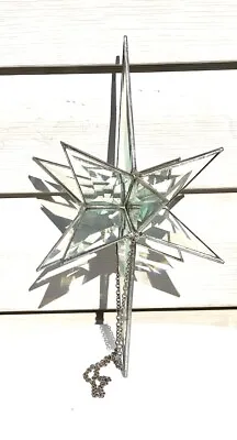 Buy 11  Elongated Moravian 12 Pointed Star Iridescent Leaded Glass Sun-Catcher VTG • 71.38£