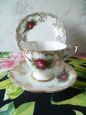 Buy Royal Standard English China Trio Tea Cup Saucer Plate Gilded Rose 3288 • 5£