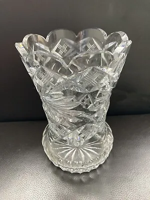 Buy Stunning Vintage Heavyweight Cut Crystal Glass Vase  • 5£