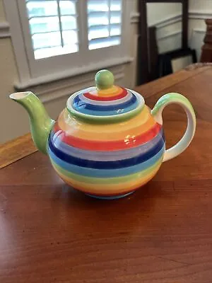 Buy Windhorse Design Tea Pot Rainbow Striped Hand-painted • 23.05£