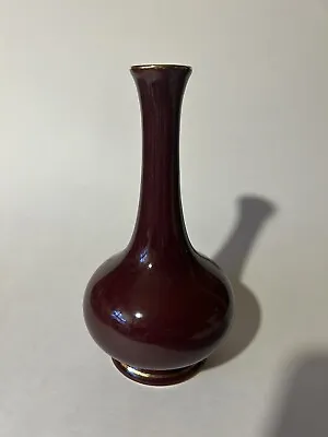 Buy Royal Haeger Pottery Speckled Maroon Gold Trim 7  Bud Vase Spatter USA • 13.51£