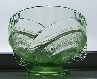 Buy Sowerby / Bagley Art Deco Vintage Green Uranium Glass Centrepiece Bowl • 20£