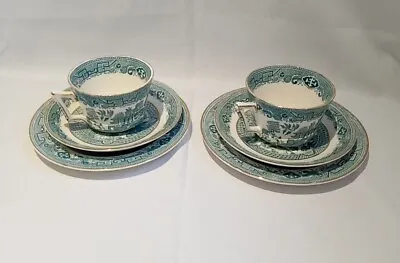 Buy Willow Victoria  Fenton Porcelain Green And White Trio Cup Saucer & Side Plate  • 14.99£