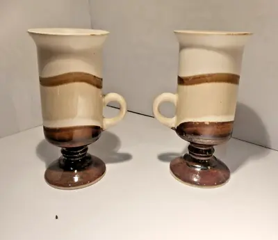 Buy Otagiri Japan Pottery Pair Irish Coffee Mugs  Footed Pedestal Tan 6  • 15.17£