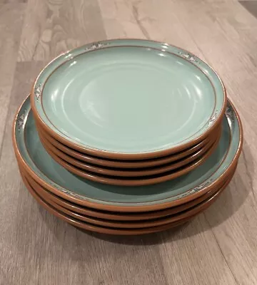 Buy Noritake Stoneware Boulder Ridge Dinner & Salad Plates Turquoise Aztec Set Of 4 • 90.13£