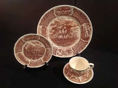 Buy Alfred Meakin Fair Winds Brown Four (4) Piece Place Setting England • 13.23£