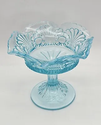Buy Vintage Fenton Blue Glass Opal Footed Compote 5-in Tall • 26.96£