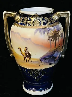 Buy 1920s Antique Art Deco NORITAKE TAISHO Hand Painted EGYPTIAN Porcelain Vase • 106.16£