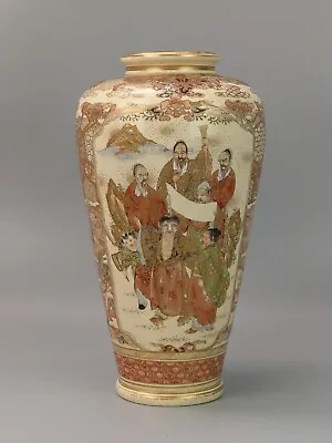 Buy Large Antique Japanese Satsuma Meiji Pottery Vase With Figures • 490£