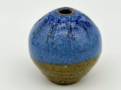 Buy Vintage Miniature Blue Flambe Style Glazed Vase  Signed 2” Tall • 11.07£