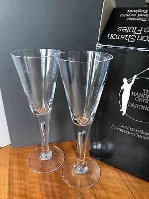 Buy Pair Of Dartington Crystal Sharon Champagne Flutes By Frank Thrower, With Box  • 29.95£