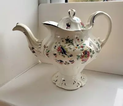 Buy Early 19th C. Rococo Style Tea Pot - Hand Painted Over Floral Transfer Design • 9.99£