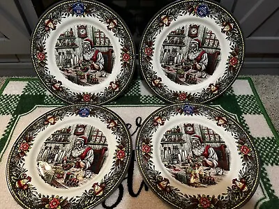 Buy Royal Stafford Santa's Workshop Dinner Plates Set Of 4 Santa Claus Christmas • 42.63£