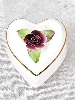 Buy Crown Staffordshire Fine Bone China Heart Shaped Floral Ring Trinket Box England • 14.94£