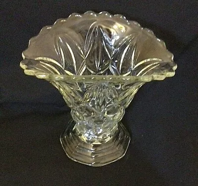 Buy Vintage Cut Glass Vase 22cm Tall Large Heavy Fan Shaped Clear • 10£