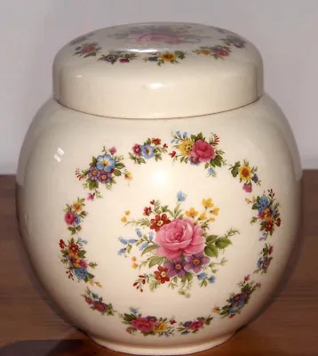 Buy Lovely Vintage Sadler England Cream Lidded Ginger Jar Floral/pink Roses • 16.25£