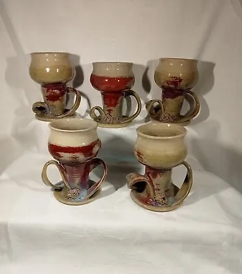 Buy  Vintage Studio Art Pottery Five  Stoneware Goblets 200ml • 25£