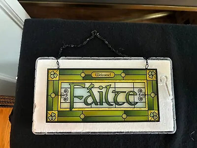 Buy Celtic Reflections Stained Glass Hanging Panel Failte • 26.55£