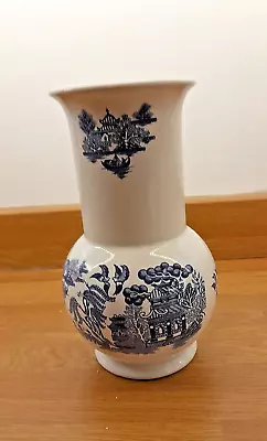 Buy Vase. Blue On White 'Willow'. 19cm X 9cm. No Makers Mark/Stamp.  VGC.  FREE POST • 7.29£