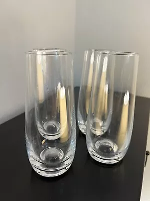Buy Crystal Stemless Wine Tumblers Water Juice VGC Glasses Set Thin Bubble Tapered • 16£