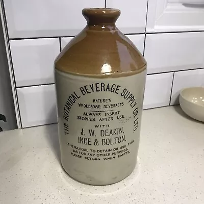 Buy STONEWARE LARGE FLAGON WITH STOPPER JUG/BOTTLE J.W.DEAKIN Ince Bolton Antique • 19.99£
