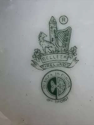 Buy Vintage Belleek Irish Porcelain Cockle Shell Shamrock Sugar Bowl Mark NO 0857 • 43.22£