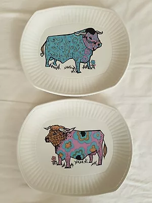 Buy 🌻 2 X Vintage English Ironstone Pottery Beefeater Plates Bull / Cow Steak VGC • 25£