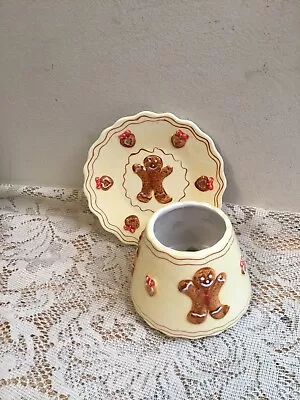 Buy Gingerbread Small Jar Shade & Plate Ceramic Fits Small Jar Candle • 16.33£