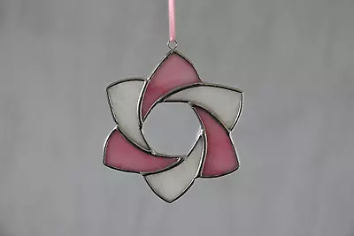 Buy Stained Glass Suncatcher/Window Hanger Pink & White Star Gift/Home Decoration • 20£