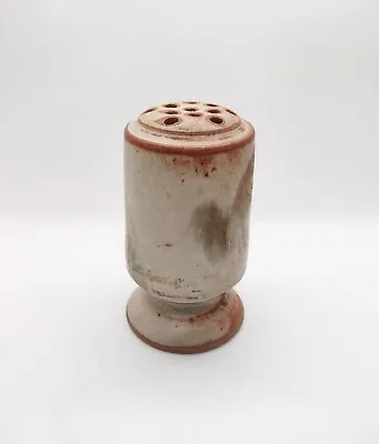 Buy Handmade Stoneware Art Pottery Cheese Shaker Sprinkler Beige Cork Bottom Vtg • 16.17£