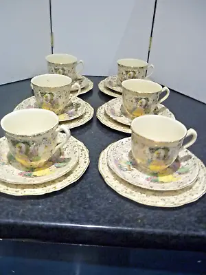 Buy Vintage Alfred Meakin Crinolin Lady And Gilt 18 Piece Tea Set • 75£