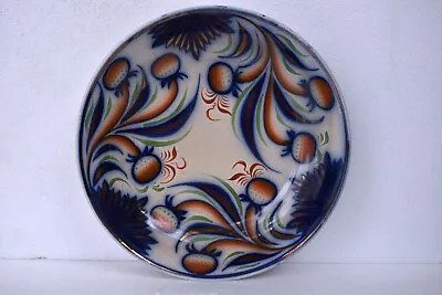 Buy Antique Flow Blue Pottery Plate Fruit Bowl Porcelain Dish Motif Design Decorativ • 108.48£