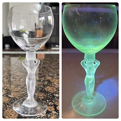 Buy Bayel Art Deco Naked Lady Stem Wine Glass Glows Under UV Light Beautiful French • 29.99£